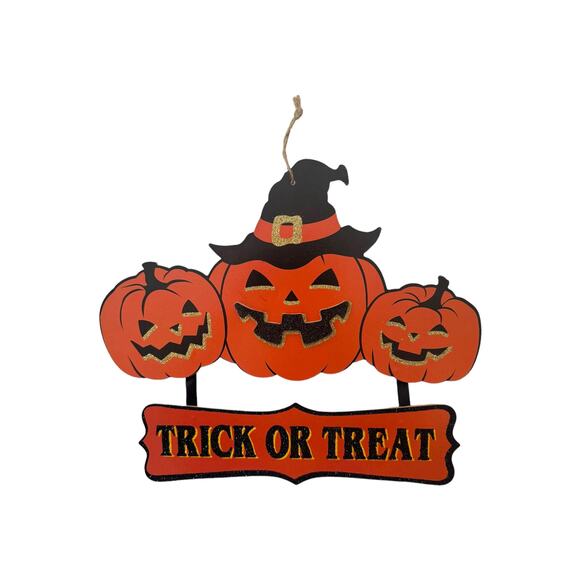 Trick or Treat Sign & Halloween Ribbon Bundle | Pumpkin DIY Wreath Kit Supplies - Picture 2 of 5
